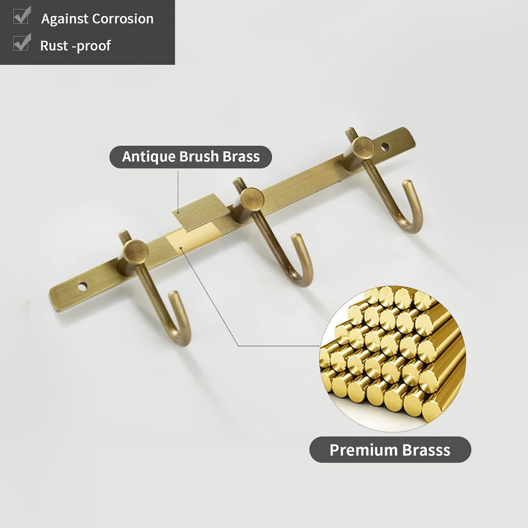WINCASE Wand montiert Messing antik gebürstet Bronze Reihe Haken mit 3 Heavy Duty Europäischen klass