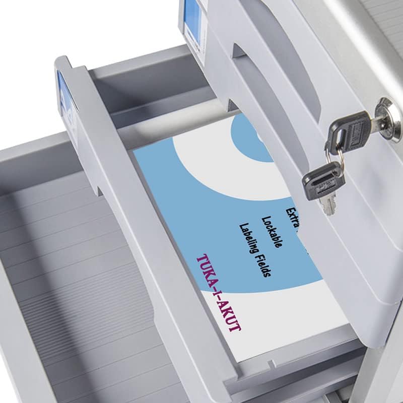TUKA-i-AKUT Metall Schubladenbox Abschliessbar 7 Fächer A4, mit Beschriftungsfeldern, Dokumenten Auf