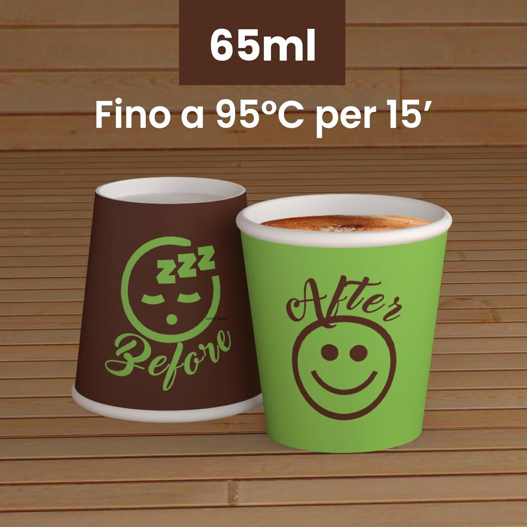 DownUpCUP Green 1000 Kaffeebecher aus Papier, 65 ml, umweltfreundlich, biologisch abbaubar, Einwegbe
