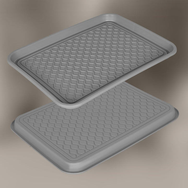 KOTARBAU® 2er Set Schuhabtropfschale 38x50cm Abtropfmatte Schuhe Grau Schuhmatte Abtropfmatte Kunsts