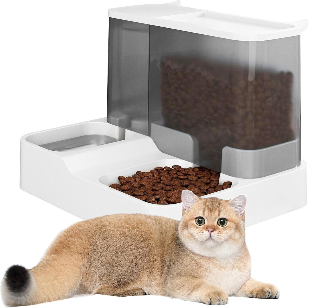 Futterautomat Katze Set, 3.8L 2-in-1 Automatischer Gravity Katzen Hund futterautomaten Wasserspender