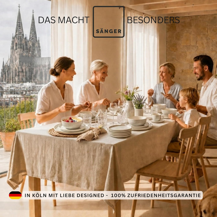 SÄNGER Key West | Steingut Geschirr Set 30 tlg, Teller Set 6 Personen, 6x Speise- Dessertteller, Müs