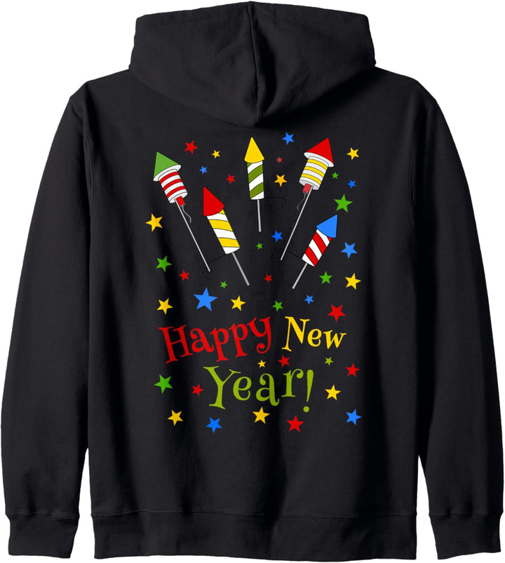 Happy New Year Silvester Outfit Neujahr Herren Damen Kapuzenjacke