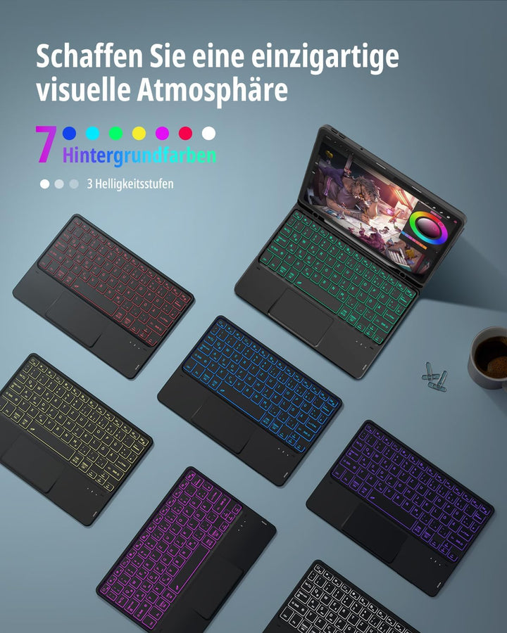 CACOE Tastatur Hülle für Lenovo Idea Tab 2025 11 Zoll (TB-336ZU TB-336FU) mit Touchpad, 7-Farbige Hi
