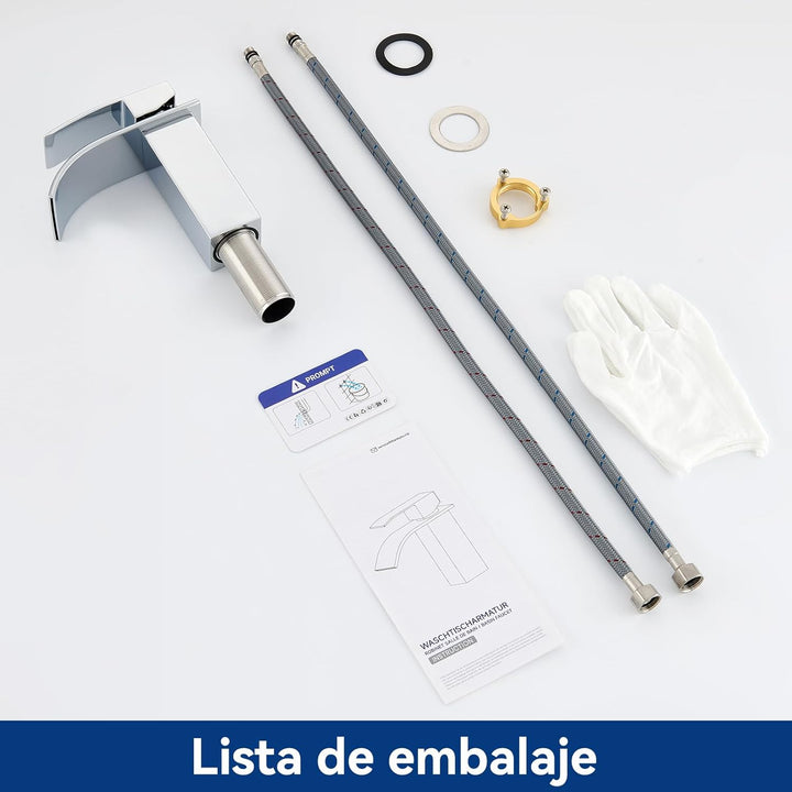 CECIPA Wasserhahn Bad, Waschtischarmatur Wasserfall, Armatur Badezimmer Edelstahl, Waschbecken Armat