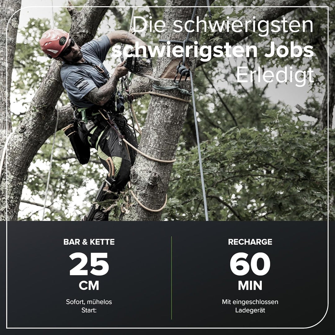 Greenworks GD40TCSK2 Akku Kettensäge mit Akku und Ladegerät, bürstenlosem Motor, 25 cm Blattlänge, 1