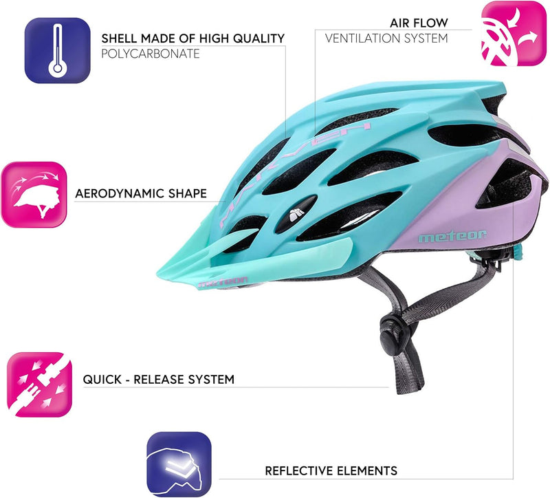 meteor® Marven Fahrradhelm Herren Damen Kinder-Helm MTB rollerhelm mädchen kinderfahrradhelm für Dow