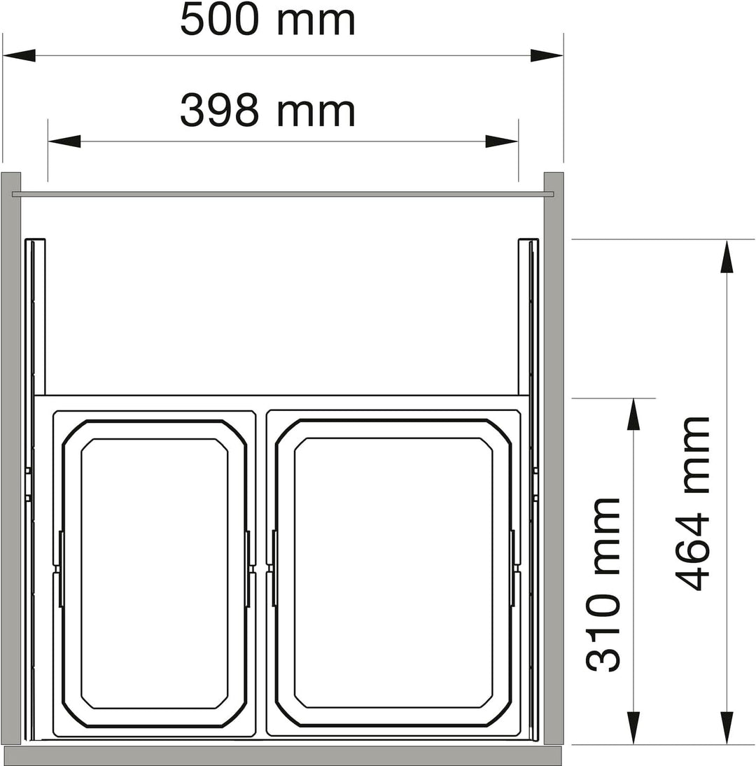 Vauth Sagel Envi Space S Einbau Abfallsammler KB 500mm, Mülleimer 2 Fächer Abfalltrennsystem mit Fro