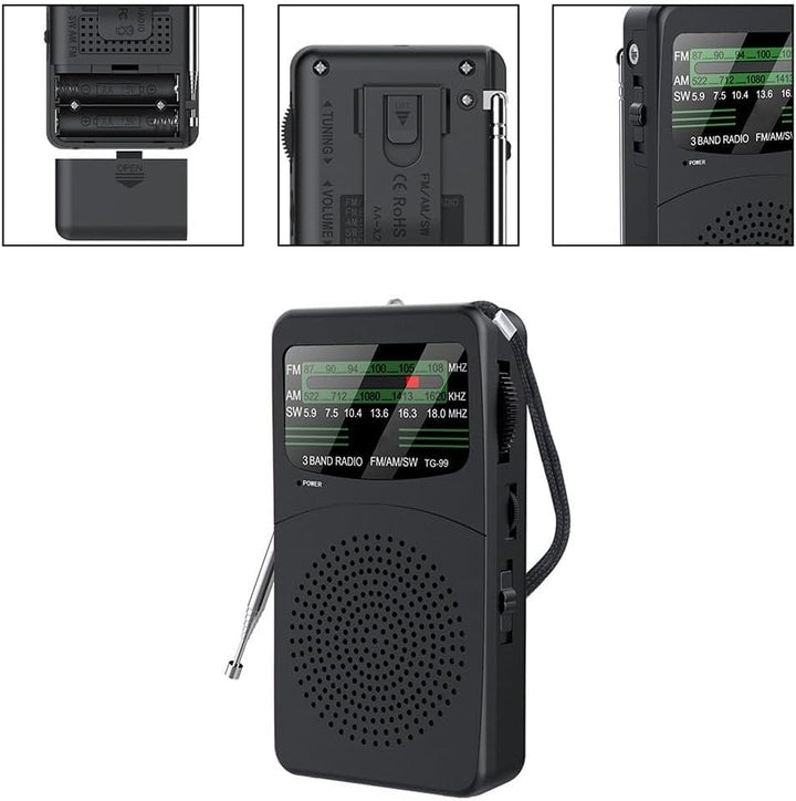 Radio, tragbares Digitalradio AM/FM/SW Radio, kompaktes Design mit leistungsstarkem 3-W-Lautsprecher