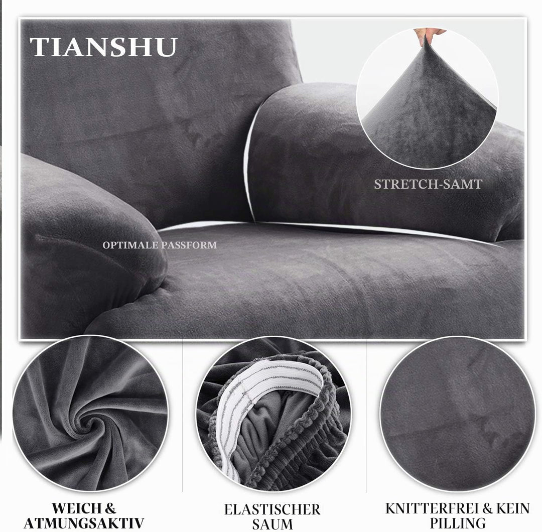 TIANSHU Samt Ruhesessel bezüge, Stretch Sesselschoner Elastisch Plush Couchbezug stilvolle Luxus-Möb