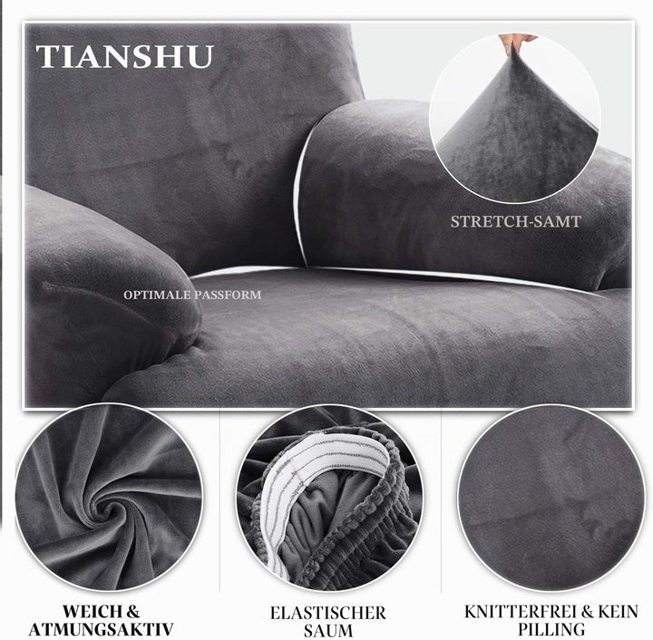 TIANSHU Samt Ruhesessel bezüge, Stretch Sesselschoner Elastisch Plush Couchbezug stilvolle Luxus-Möb