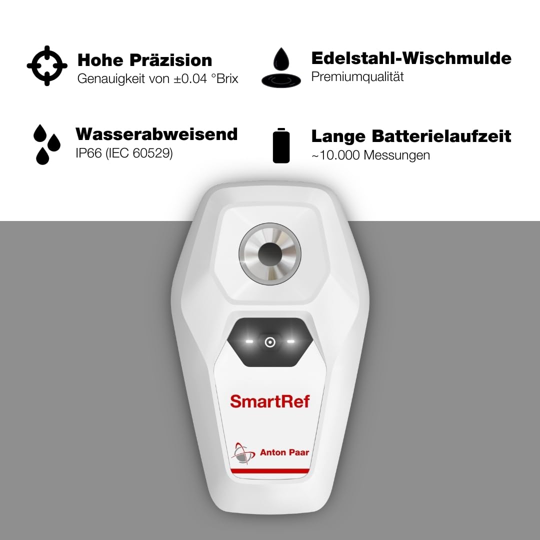 SmartRef AntonPaar - Digitales Refraktometer - Extrakt der Bierwürze, Zuckergehalt in Früchten, Sali