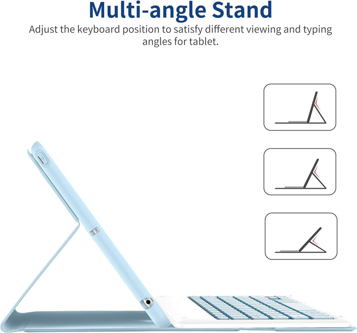 EasyAcc Tastatur Hülle Kompatibel mit iPad 10.2 Zoll 9. / 8. und 7 Generation mit Schutzfolie, [QWER