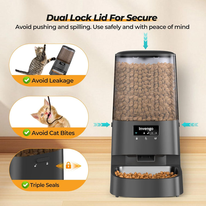 Automatic Cat Feeder with App Control, 5L Food Dispenser for Cats and Small Dogs, 2.4/5G Wi-Fi, Dual