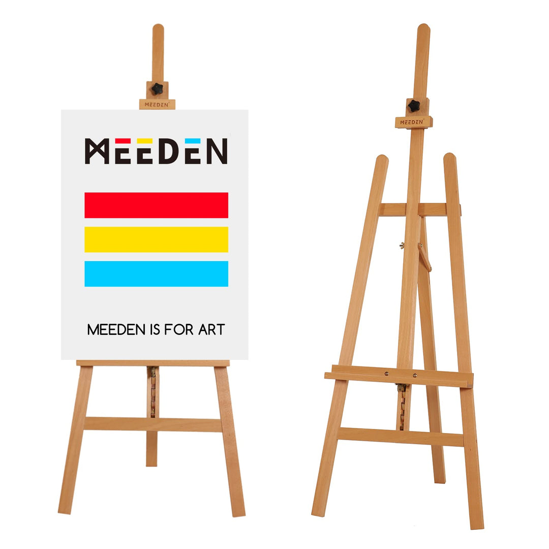 MEEDEN Basic Staffelei aus Holz: Staffelei für Bodenmalerei, Einstellbare Höhe von 145 bis 193 cm (5