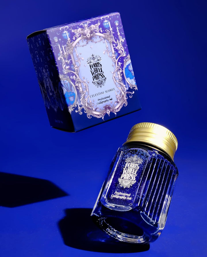 Ferris Wheel Press Calligraphy Ink | Navy Blue with Silver Shimmer | 28ml, Navy Blue with Silver Shi