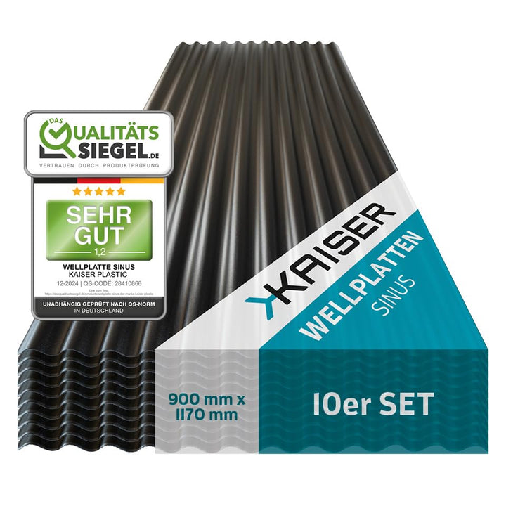 KAISER plastic® Wellplatte | Xtra Strong (PC) | C-Struktur und schwarz | 0,8mm Stärke | Sinus 76/18