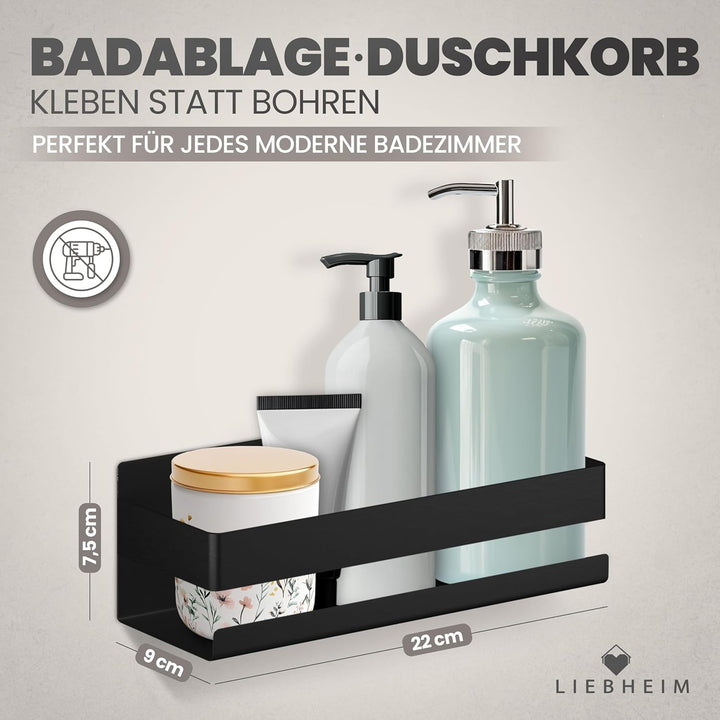 LIEBHEIM Duschablage Duschkorb Badregal ohne Bohren - Montage mit Industrie Klebeband oder Kraftkleb