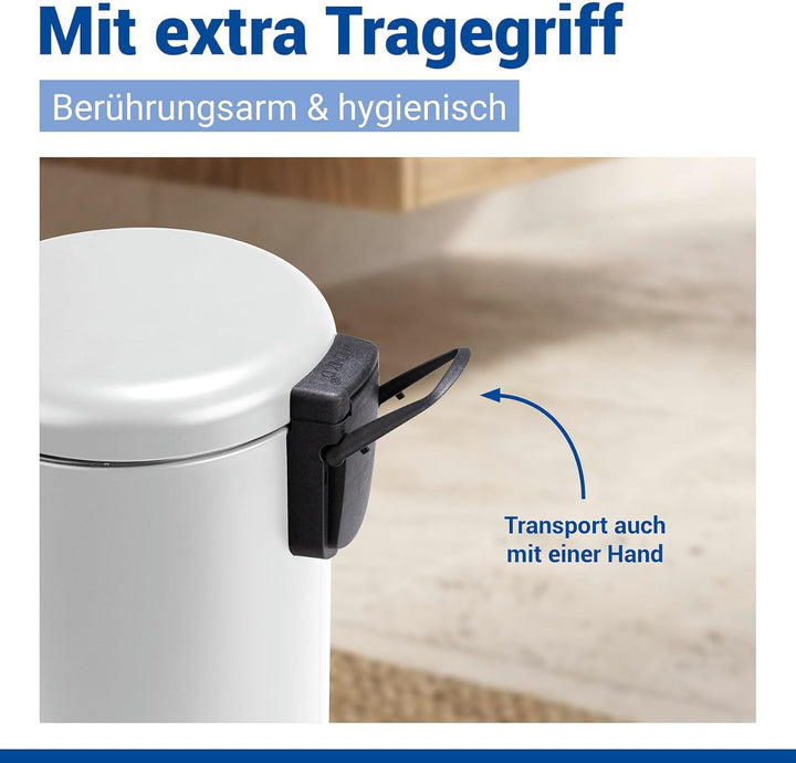 WENKO Treteimer Mod. Leman, 5 Liter, mit herausnehmbarem Einsatz, aus lackiertem Stahl, 21 x 24 x 28