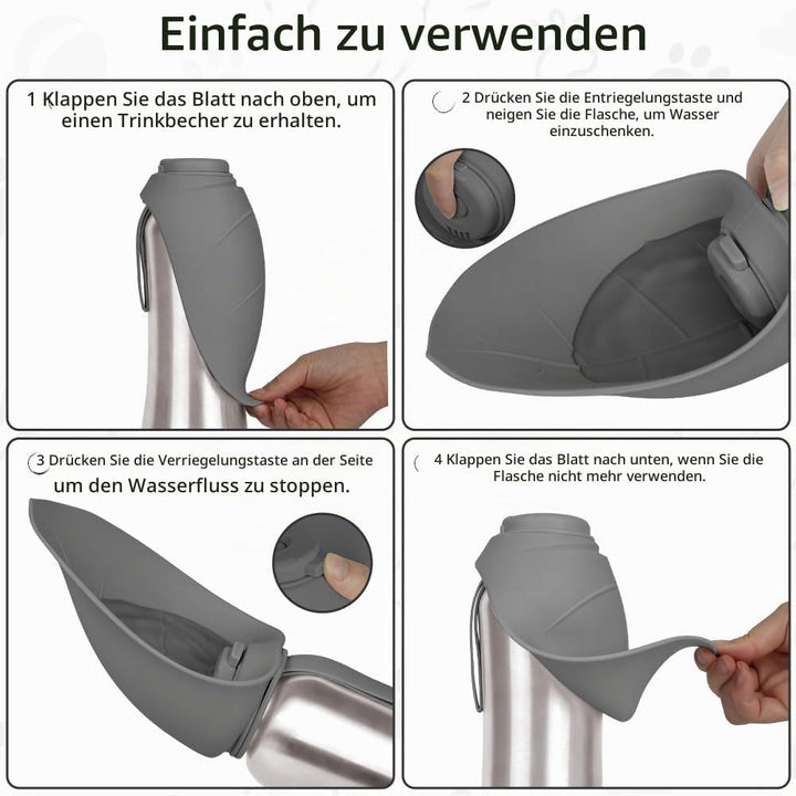 Tragbare Hunde Trinkflasche, 700 ML Isolierte Edelstahl Trinkflasche Für Hunde, Auslaufsichere Haust