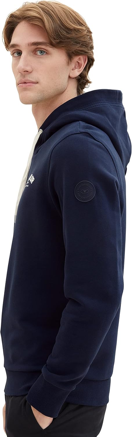 TOM TAILOR Herren Sweatshirt Hoodie mit Logo-Print S 10668 - Sky Captain Blue, S 10668 - Sky Captain