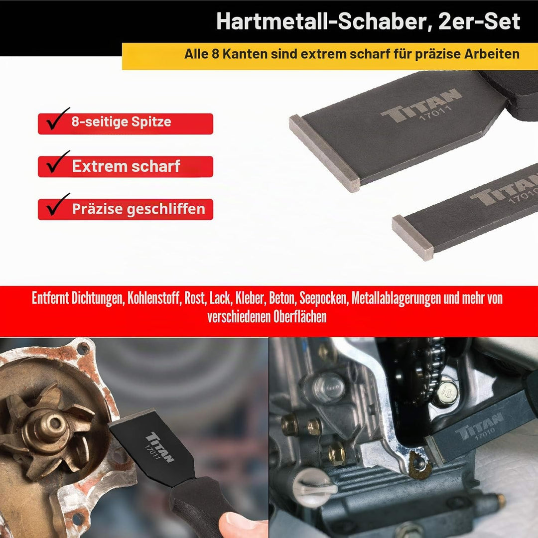 Titan 17016 Hartmetallschaber-Set, 2-teilig 2-Piece Set, 2-Piece Set