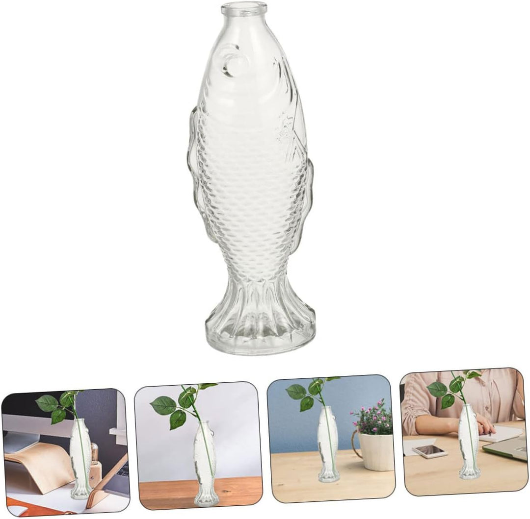 YARNOW Fischvase Aus Glas Mittelstück Pflanzenvase Klare Wunschflasche Vase Mit Blumenhalter Glasvas