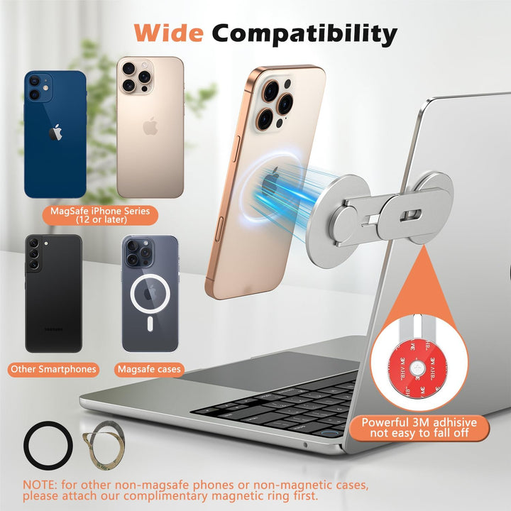 Magnetische Laptop Handy Ständer [110° Faltbar & 180° Einstellbare], Metall Handyhalterung Kompatibe