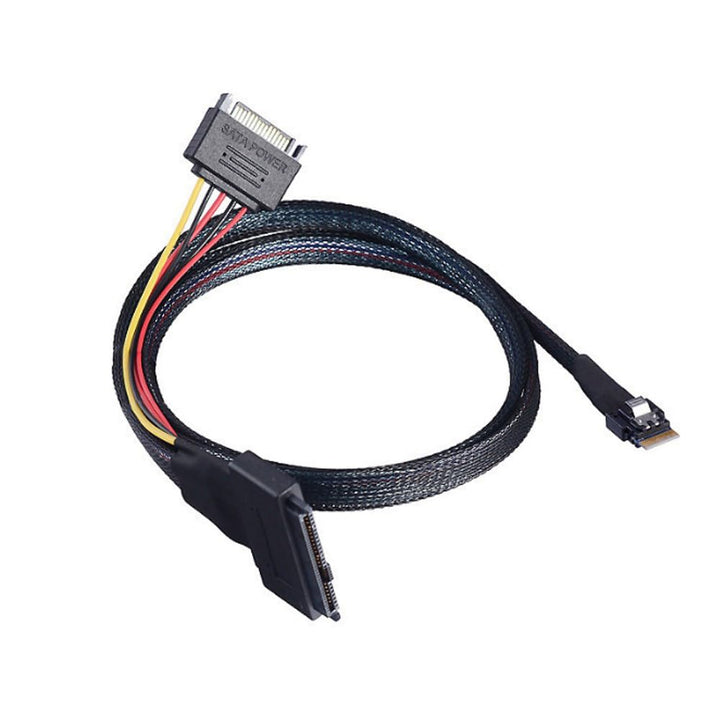 Allowish Slimline Mini SAS SFF-8654 4I 38P auf SAS SFF-8639 U.2 mit SATA15P-Stecker Adapterkabel für