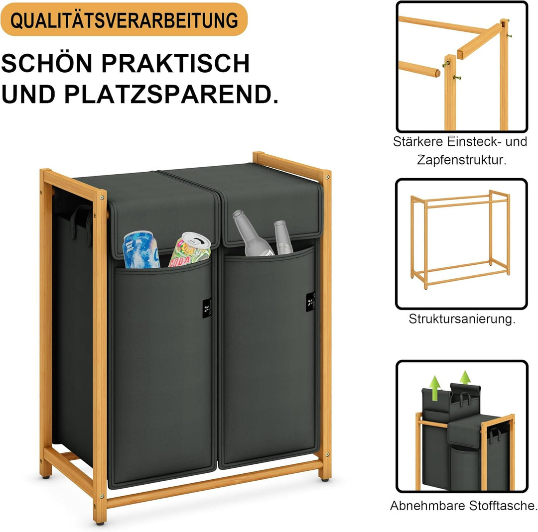 ADEL DREAM 100L 2 Fächer Pfandflaschen Sammelbehälter mit Deckel Gross Pfandflaschen Aufbewahrung le