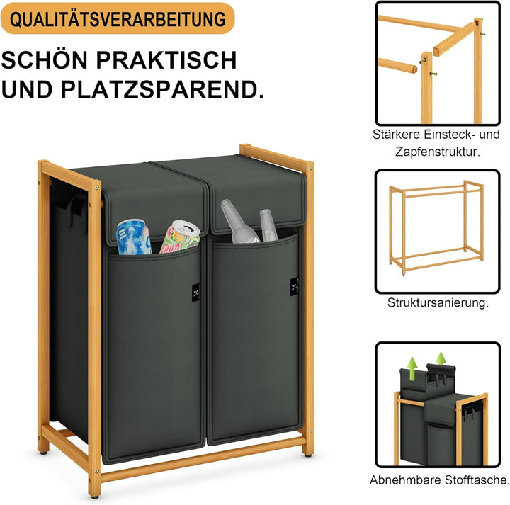 ADEL DREAM 100L 2 Fächer Pfandflaschen Sammelbehälter mit Deckel Gross Pfandflaschen Aufbewahrung le
