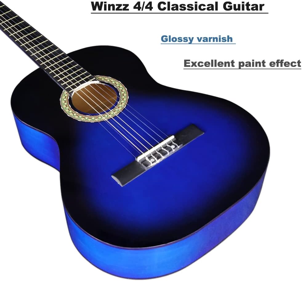 Winzz Konzertgitarre 4/4 Anfänger Set - 39 Zoll Klassische Gitarre Kit mit Nylonsaiten für Erwachsen