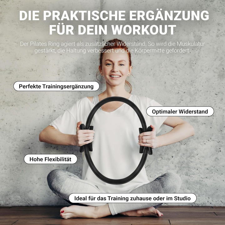 MSPORTS Pilates Ring Premium I Widerstandsring - Doppelgriff Pilates Yoga Ring 38 cm Übungskreis Sch