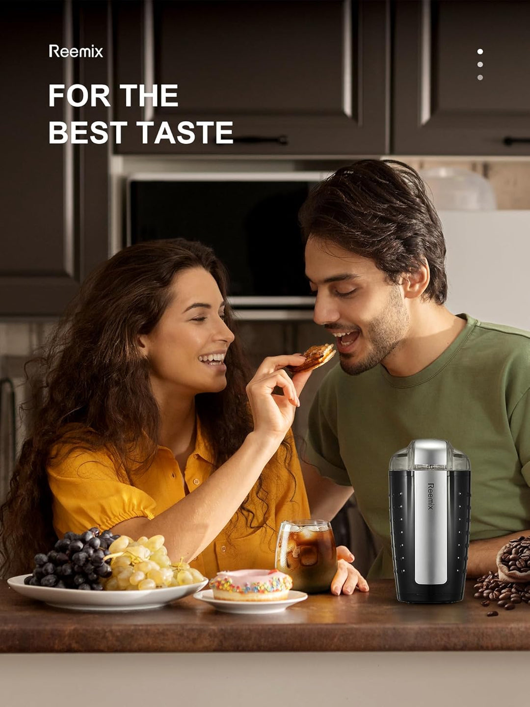 Kaffeemühle, Reemix Elektrische Kaffemühle, 100g Füllmenge, Kaffeemühle und Gewürzmühle in Einem, Ed