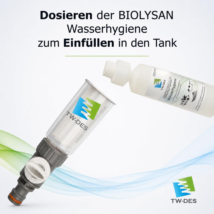 TW-DES Befüllset "COMPLETE" mit Befüllfilter, Adapter, Schlauch für Wohnmobil, Caravan, Wohnwagen, B