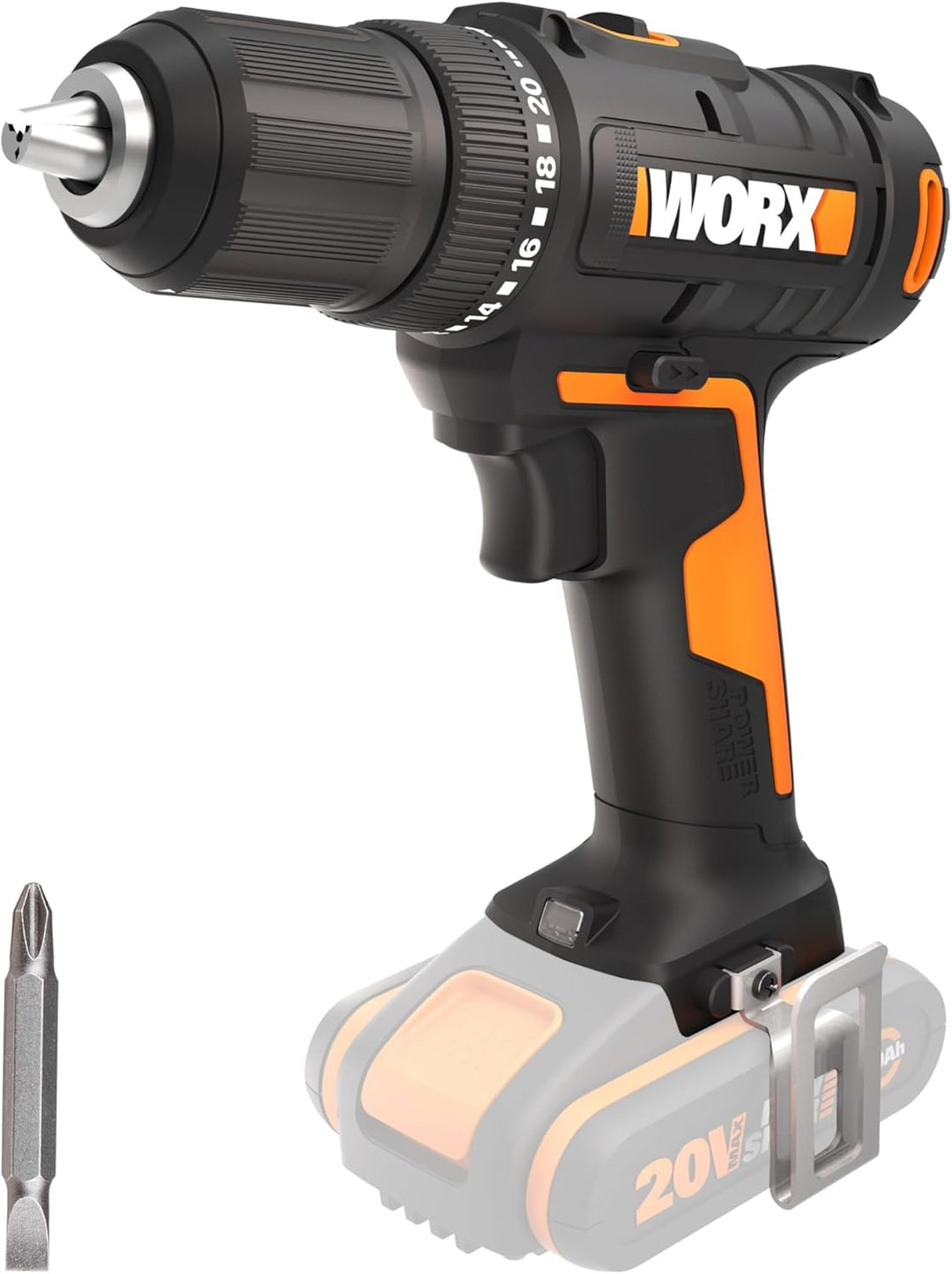 WORX WX108.9 Akku Bohrschrauber 20V – Allrounder Schrauber zum Bohren & Schrauben für Verschiedene M