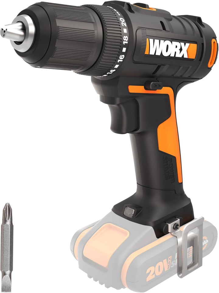 WORX WX108.9 Akku Bohrschrauber 20V – Allrounder Schrauber zum Bohren & Schrauben für Verschiedene M