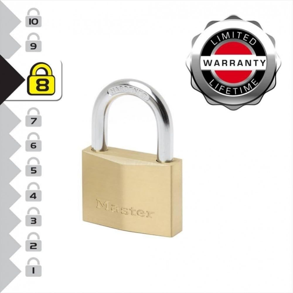 MASTER LOCK 2960EURD Vorhängeschloss 60mm Vollmessing 8,8 x 6 cm, 8,8 x 6 cm