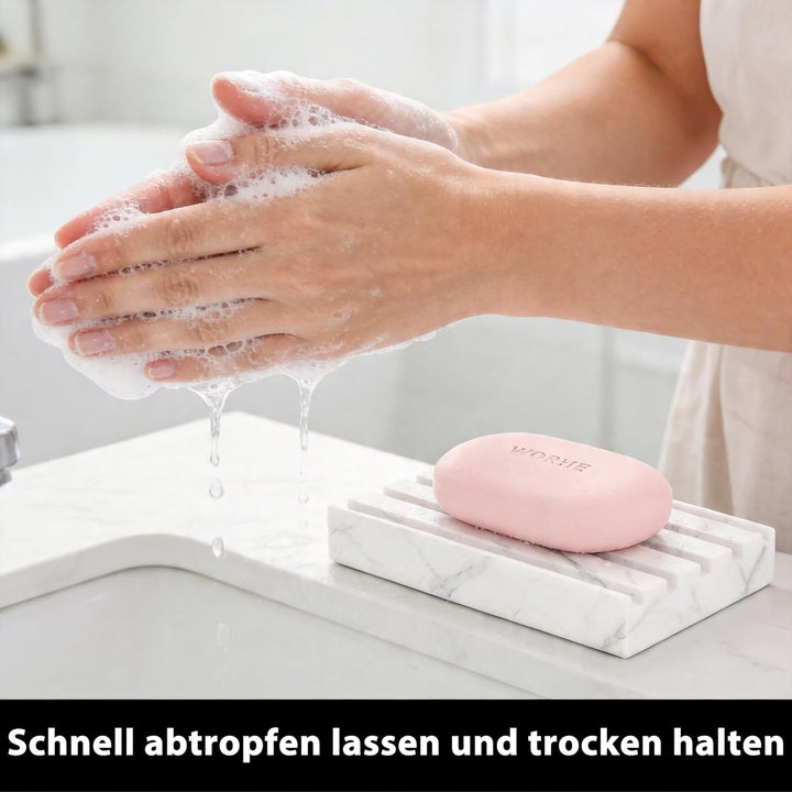 Seifenschale, natürlicher Marmor-Seifenhalter, weisser Seifenbehälter für das Bad, Schwammschale mit