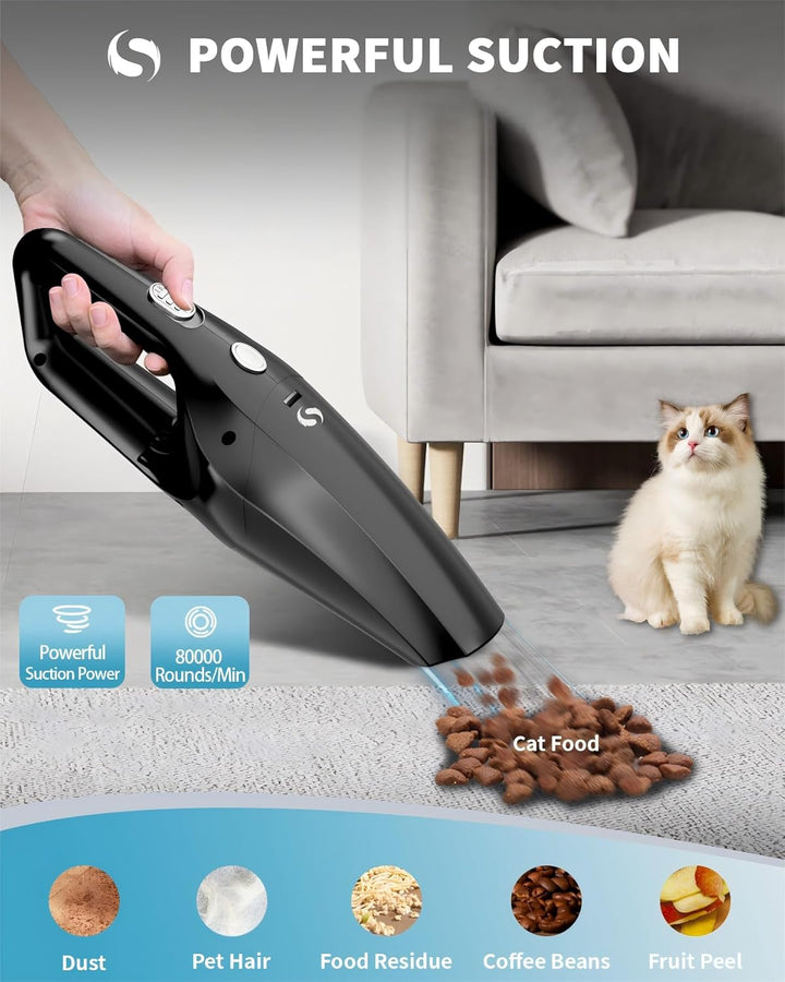 Handstaubsauger Akku kabellos, Auto Staubsauger Wiederaufladbar, Mini Staubsauger mit Waschbar HEPA-