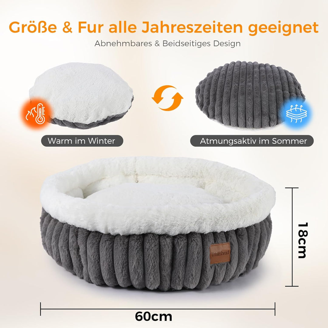 Katzenbett Katzen Bettchen Katzenkorb 60x60x18cm katzenschlafplatz mit Zweiseitig Innenkissen Abnehm
