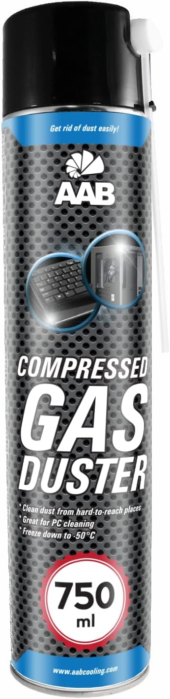 AABCOOLING Compressed Gas Duster 750ml - Druckluft-Reiniger, Multimedia- und Bürogeräte, Tastatur PC