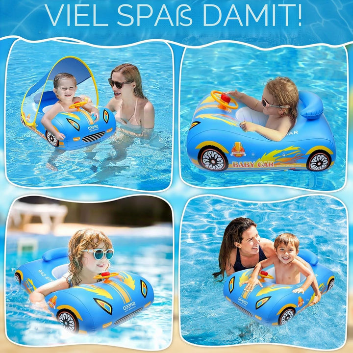 Schwimmring für Kinder, Schwimmhilfe mit Abnehmbarem Sonnendach, Schwimmreifen für Kinder Verstellba