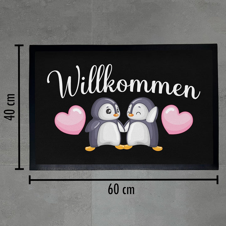 Trendation - Willkommen Fussmatte Grafik Schmutzfangmatte Geschenk Aussen Innenbereich 60x40 cm Wasc