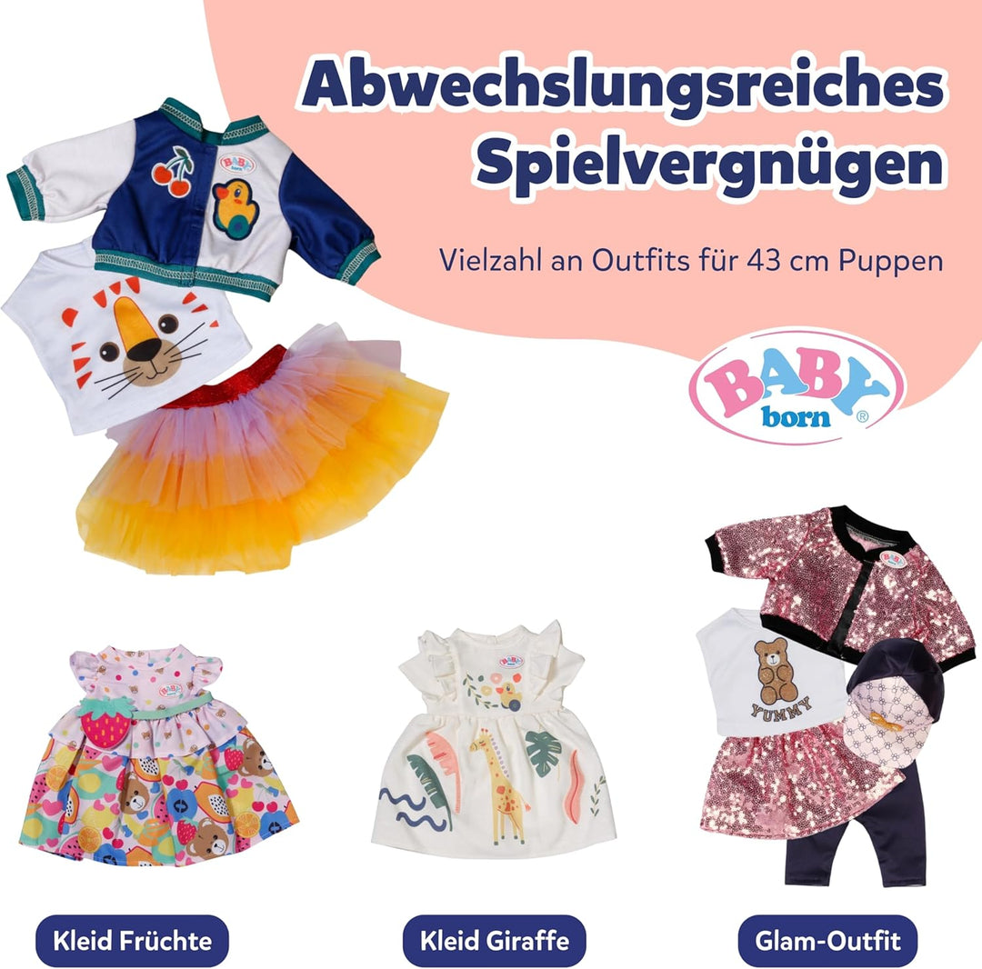BABY Born Tutu-Outfit - Mit Buntem Tutu-Rock, T-Shirt &amp; Jacke im College-Stil - Hochwertiges Puppenz