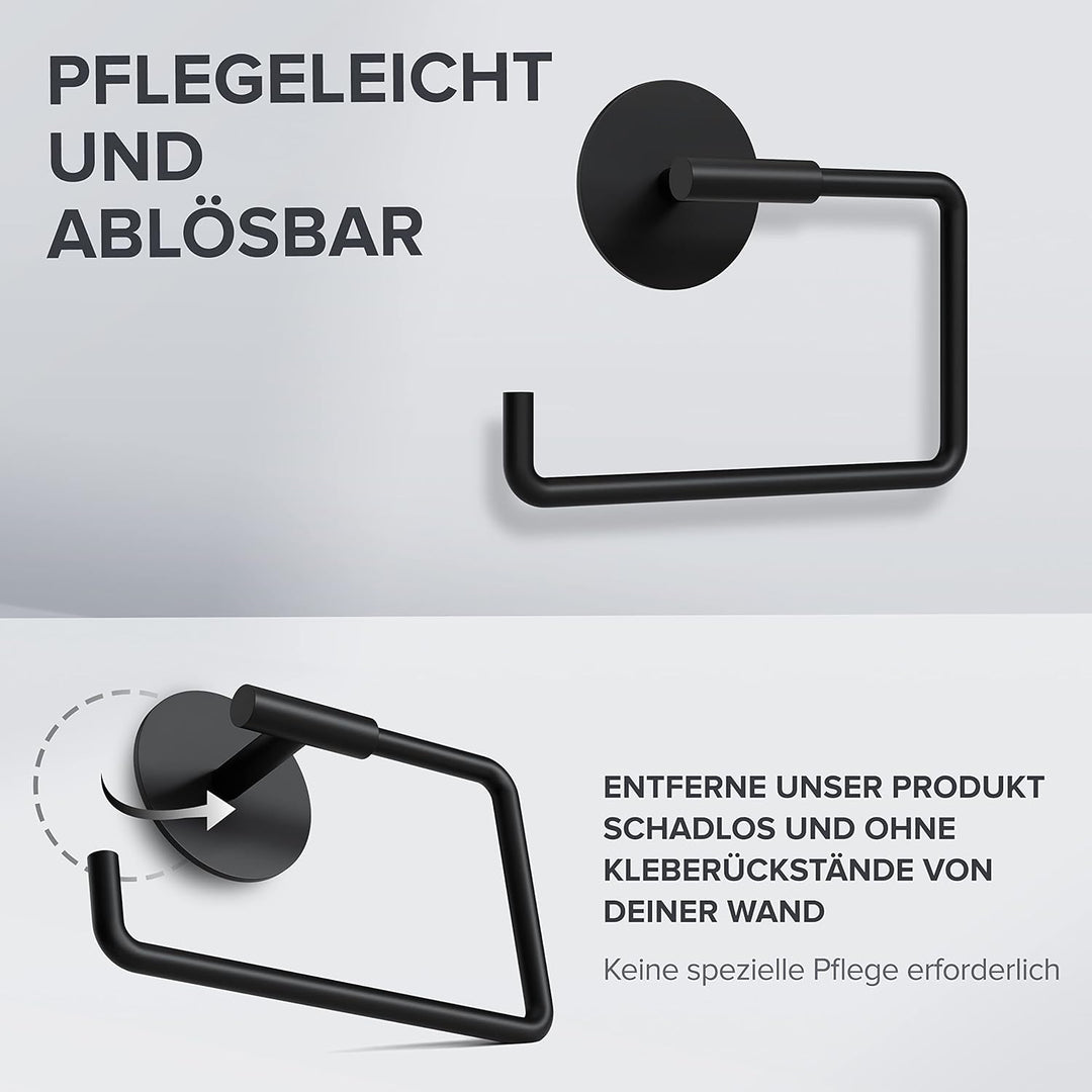 Toilettenpapierhalter Tromoy ohne Bohren schwarz | Klorollenhalter selbstklebend in Edelstahl | WC R