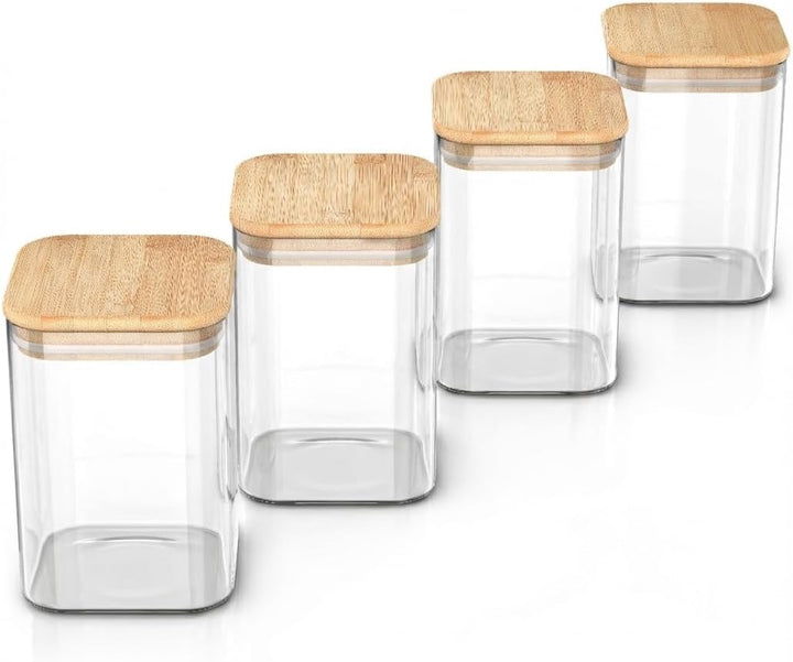 Arendo - Vorratsbehälter mit Deckel 1200ml - 4er Set - Behälter aus Glas – hitzebeständig – Vorratsd
