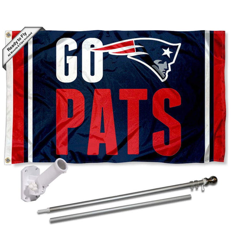 WinCraft New England Patriots Go Pats Flag Pole and Bracket Mount Kit