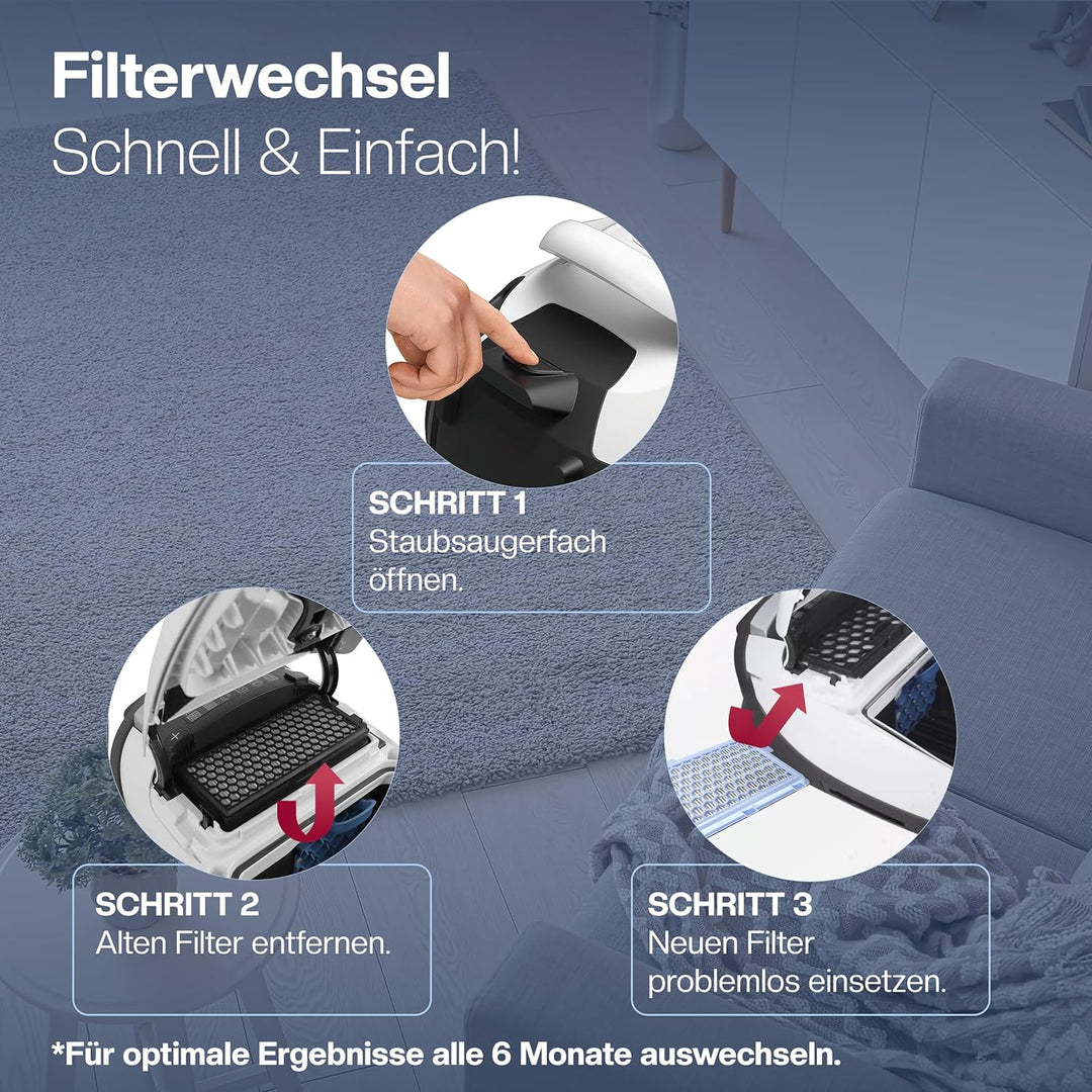 3 Filter für Miele Staubsauger [Compact C1 & C2, Complete C2 & C3, S8340] – 3 HEPA Filter und 3 Moto