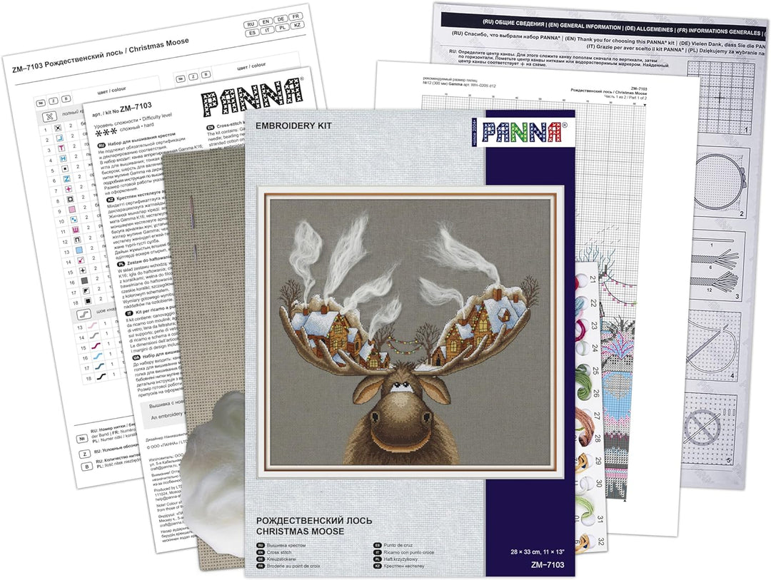 PANNA - Kreuzstich set - Weihnachtselch - ZM-7103 - Sticken erwachsene - Aida stoff - 33 x 28 cm - D